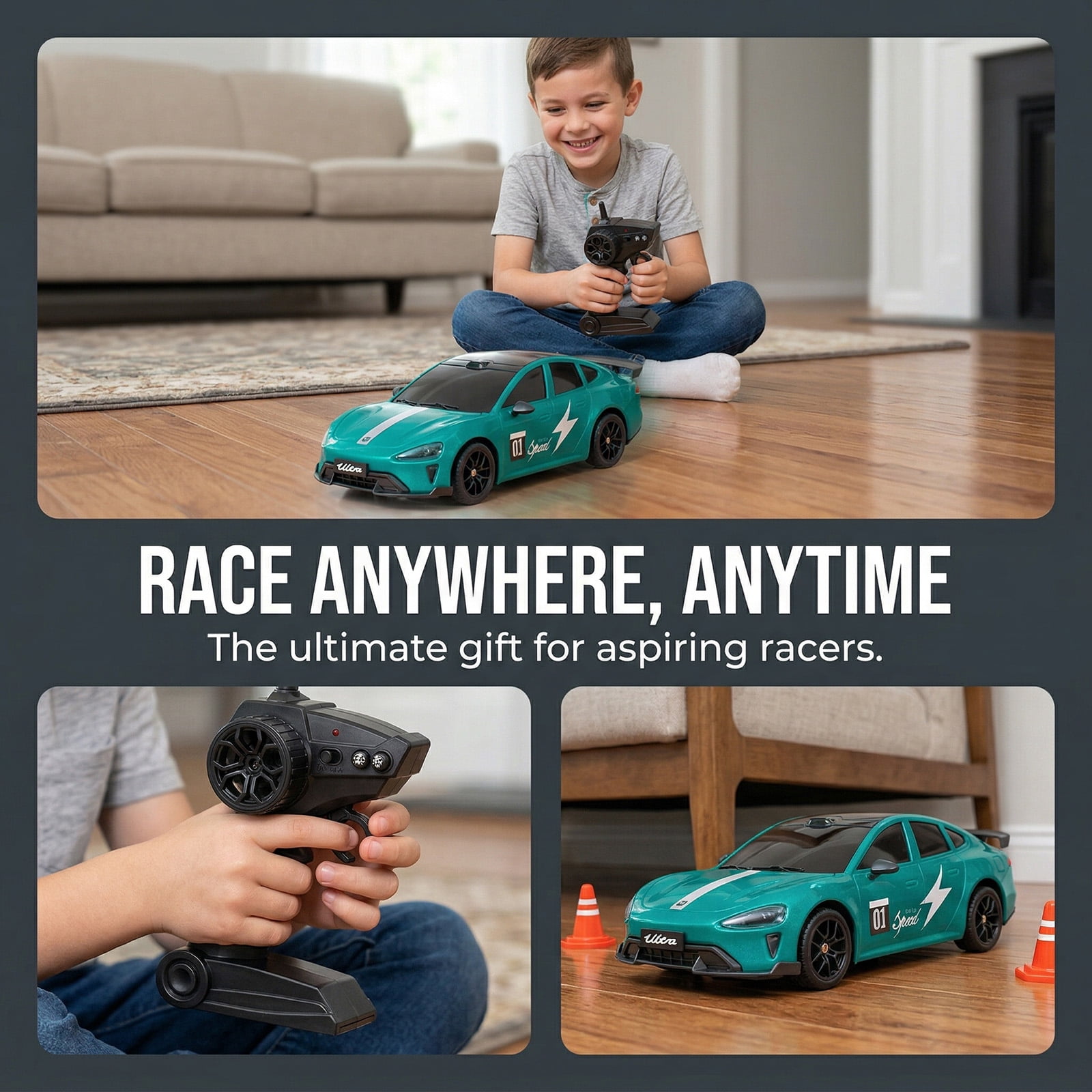 RC Car for Kids,1:20 Remote Control Car Toys with LED Lights, 30KM/H 4WD High Speed RC Vehicle Gift for Boys Girls Adults, Racing & Drifting