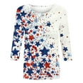 thumbnail image 4 of Cavosen Red White and Blue Shirts for Women Petite 4th of July 3/4 Sleeve Crewneck Tops USA Star Striped Print T Shirts Lady XL Red White and Blue Casual Tops Patriotic Tunic Tees Patriotic Clothes, 4 of 5