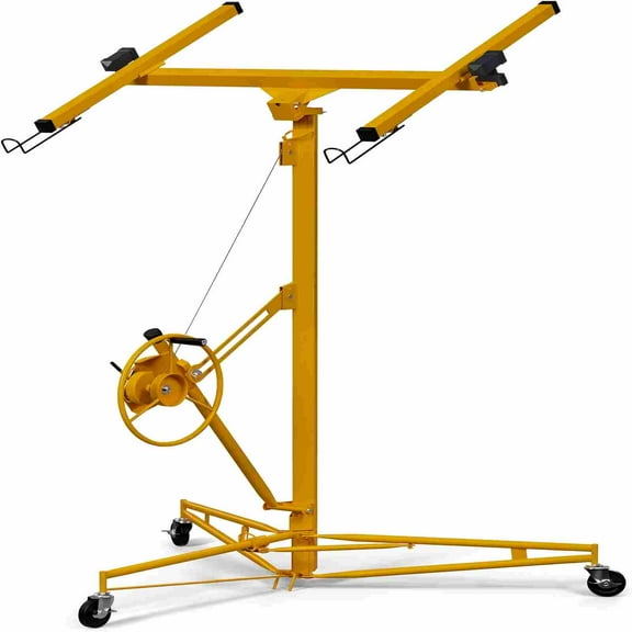 Garvee 11 Ft Drywall Lift, 150 lb Panel Hoist, 360° Rotate/60° Tilt, Lockable Wheels, Sheetrock Jack,Yellow