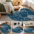 thumbnail image 5 of Round Rugs 5Ft, Teal Flowers Round Area Rug Washable Indoor Throw Carpet, Spring Floral Botanical Modern Art Soft Non Slip Circle Rug for Cabinet Bathroom Home Decor Aesthetic, 5 of 8