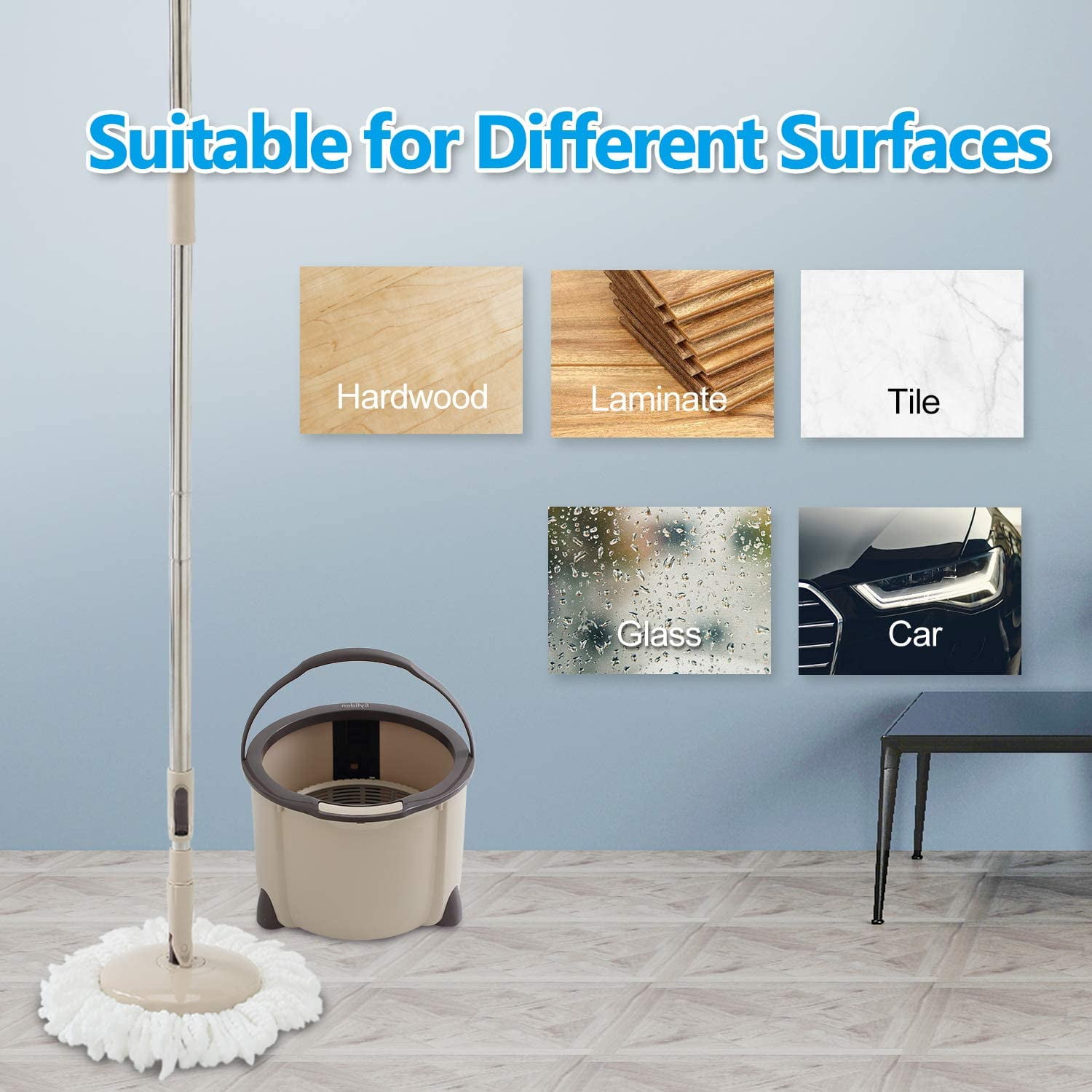 Buy Eyliden Microfiber Spin Mop with Bucket, 360 Spin Rapid Dehydration