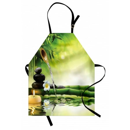 

Spa Apron and Picture of Bamboo Stalks Candle and Basalt Stones Theraphy Relaxing Unisex Kitchen Bib with Adjustable Neck for Cooking Gardening Adult Size Multicolor by Ambesonne