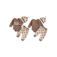 thumbnail image 2 of RUINIXCW Infant Baby Boy Thanksgiving Outfit Fashion Long Sleeve Letters Embroidered Romper with Print Pants, Hat 3Pcs Fall Set, 2 of 9