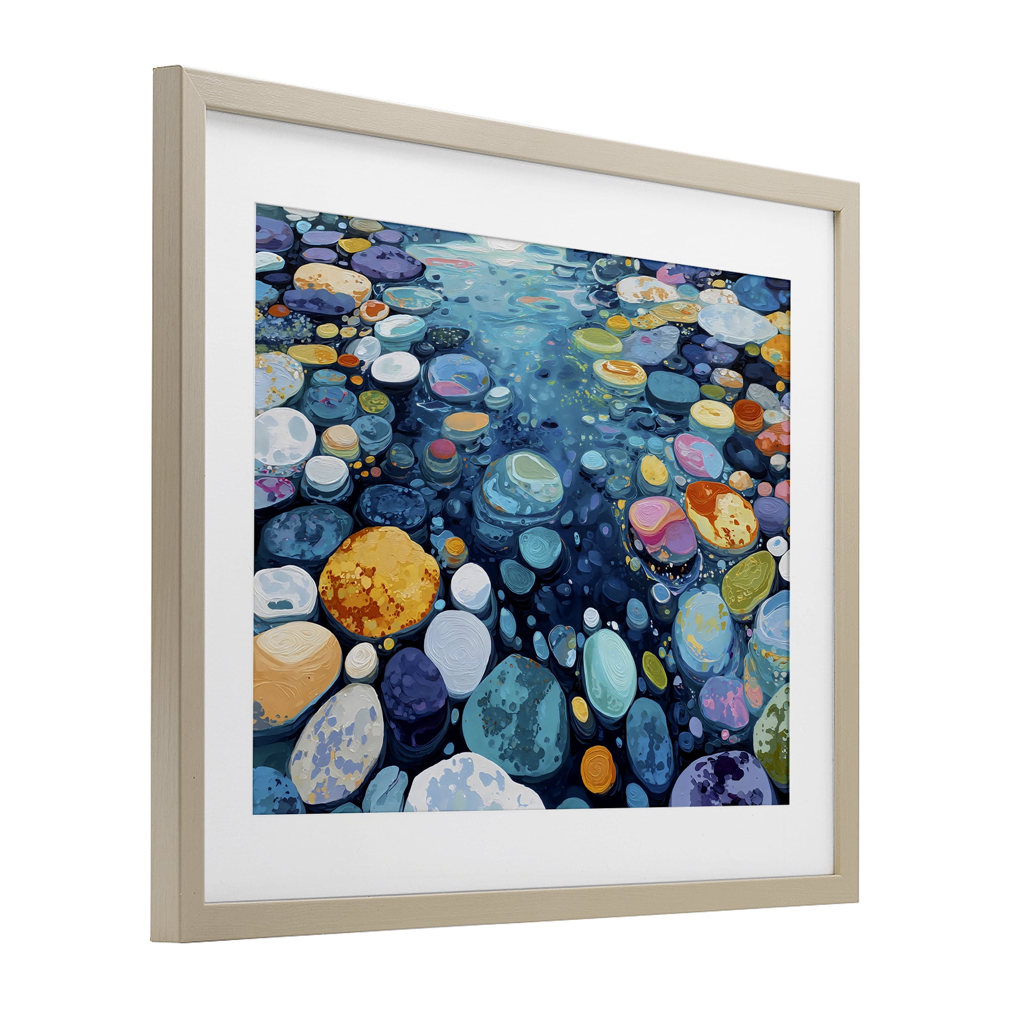 Stupell Industries Rainbow Rocks in River Birch Framed Print Under Glass, design by Franklyn Gregory