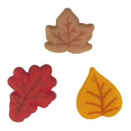 Leaf Part - Shimmer Leaves Sugar Decorations Toppers Cupcake Cake Cookies Thanksgiving Favors Party 12 Count