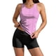 thumbnail image 2 of Traje de baño conservador de dos piezas para mujer, tankini, con sujetador acolchado, sin mangas, cuello redondo, estampado informal, traje de baño de dos piezas para mujer, trajes de baño tankini par, 2 of 9
