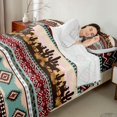 thumbnail image 3 of Erosebridal Rustic Farmhouse Aztec Full Size Sheets, Western Cowboy Bed Sheets, Teal Pink Black, 4pcs 1 Flat Sheet, 1 Fitted Sheet and 2 Pillowcases, 3 of 5