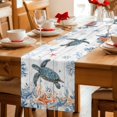 thumbnail image 5 of Sea Turtle Coastal Table Runner 70 Inches, Summer Coral Starfish Nautical Grey Bed Runner Dresser Scarves Tabletop for Indoor Outdoor Parties/Ceremony/Banquet, 13" x 70", 5 of 9