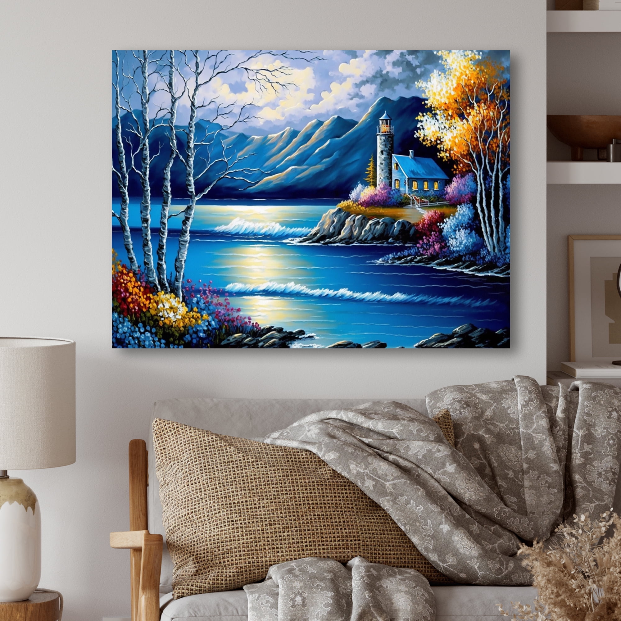 Designart Lakehouse On The Coast In Summer I Canvas Wall Art