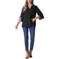 thumbnail image 2 of INSPIRE CHIC Women's 3/4 Split Sleeve V Neck Mesh Blouse Casual Dressy Tunic Top, 2 of 5