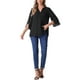 thumbnail image 2 of Blusa de malla con cuello en V y mangas 3/4 de INSPIRE CHIC para mujer, 2 of 6