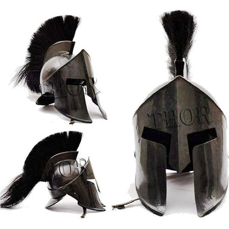 THOR INSTRUMENTS 300 Spartan King Leonidas Medieval Armor Helmet Adults Wearable Black Rustic Vintage Home Decor Gifts