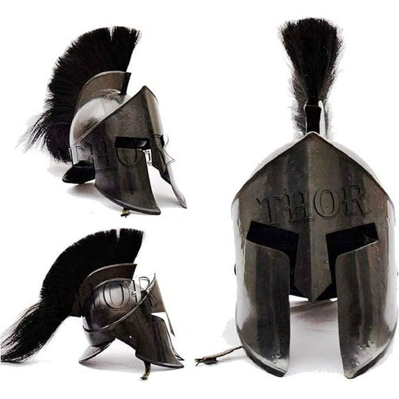 THOR INSTRUMENTS 300 Spartan King Leonidas Medieval Armor Helmet Adults Wearable Black Rustic Vintage Home Decor Gifts