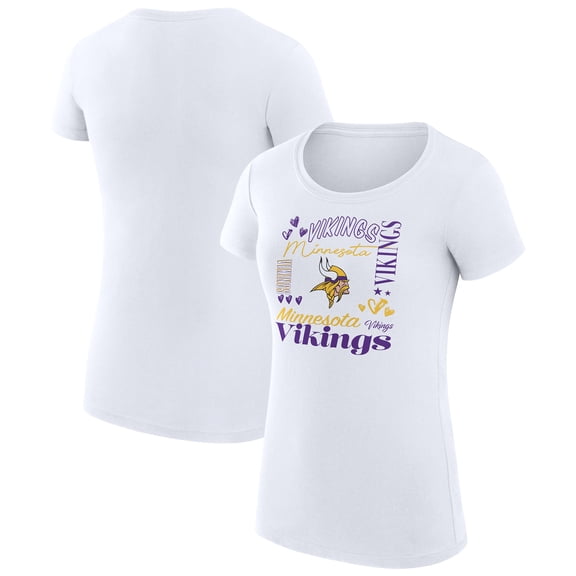 Women's G-III 4Her by Carl Banks  White Minnesota Vikings Super-Slim Fit Lightweight Collage Team T-Shirt
