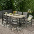 thumbnail image 2 of GDF Studio Belasera Outdoor Acacia Wood and Wicker 9 Piece Dining Set, Light Gray and Gray, 2 of 13