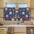 thumbnail image 2 of Yayeee Kitchen Curtains Tier Set of 2 Light Filtering 57"x36" Over Sink Window Panels, Red Jellyfish, 2 of 7