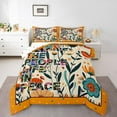thumbnail image 2 of Colorful Floral Bedding Set Twin Size,Peace Theme Comforter Set 2Pcs,Vintage Hippie Style Quilt Set Woman Room Decor,Colorful Polka Dot Print Duvet Insert,1 Pillowcase, 2 of 7