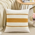 thumbnail image 5 of Fancy Homi 2 Pcs Mustard Yellow Farmhouse Decorative Throw Pillow Covers 20x20 inch for Couch Bed Chair Indoors, Vintage Country Rustic Retro Room Decor, Soft Thick Cotton Handmade Woven Cushion Case, 5 of 7