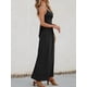 thumbnail image 4 of Vestido largo CUPSHE con cuello en V, sin mangas, largo y retorcido, rayón negro, 4 of 9
