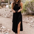 thumbnail image 1 of Vestido De Las Señoras Vestido de playa de verano Halter Vestido largo Moda elegante para ir de compras (Negro XL) Cgtredaw para Mujer Negro T M, 1 of 7