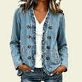 thumbnail image 6 of LIBRCLO Denim Jacket for Women Ruffle Trim Long Sleeve Button Down Jean Jackets Casual Fall Outerwear, 6 of 6