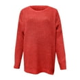 thumbnail image 3 of Fiaer Chunky Knit Sweaters for Women Oversized Crew Neck Loose Fit Solid Color Casual Trendy Long Sleeve Cable Knit Tops Red M, 3 of 4