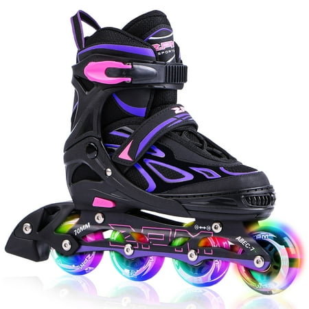 2PM SPORTS Vinal Girls Adjustable Inline Skates with Light up Wheels Beginner Fun Illuminating Roller Skates for Kids Boys and Ladies - Purple Large(4Y-7Y US) price history on PriceWatchPro
