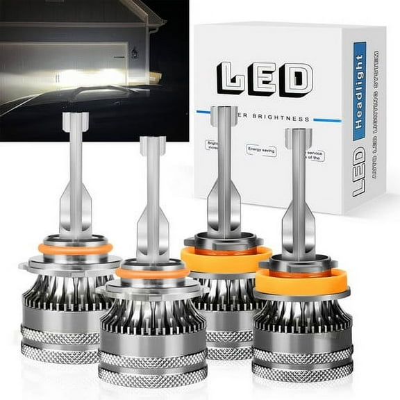 Combo LED Headlight Bulbs 6000K for 2007-2020 GMC Sierra 2500 High Low Beam White 4X