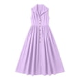 thumbnail image 4 of Dress Summer Ndbuld Ladies' Casual And Fashionable Solid Color Sleeveless Button Up Lapel Dress Purple S, 4 of 6