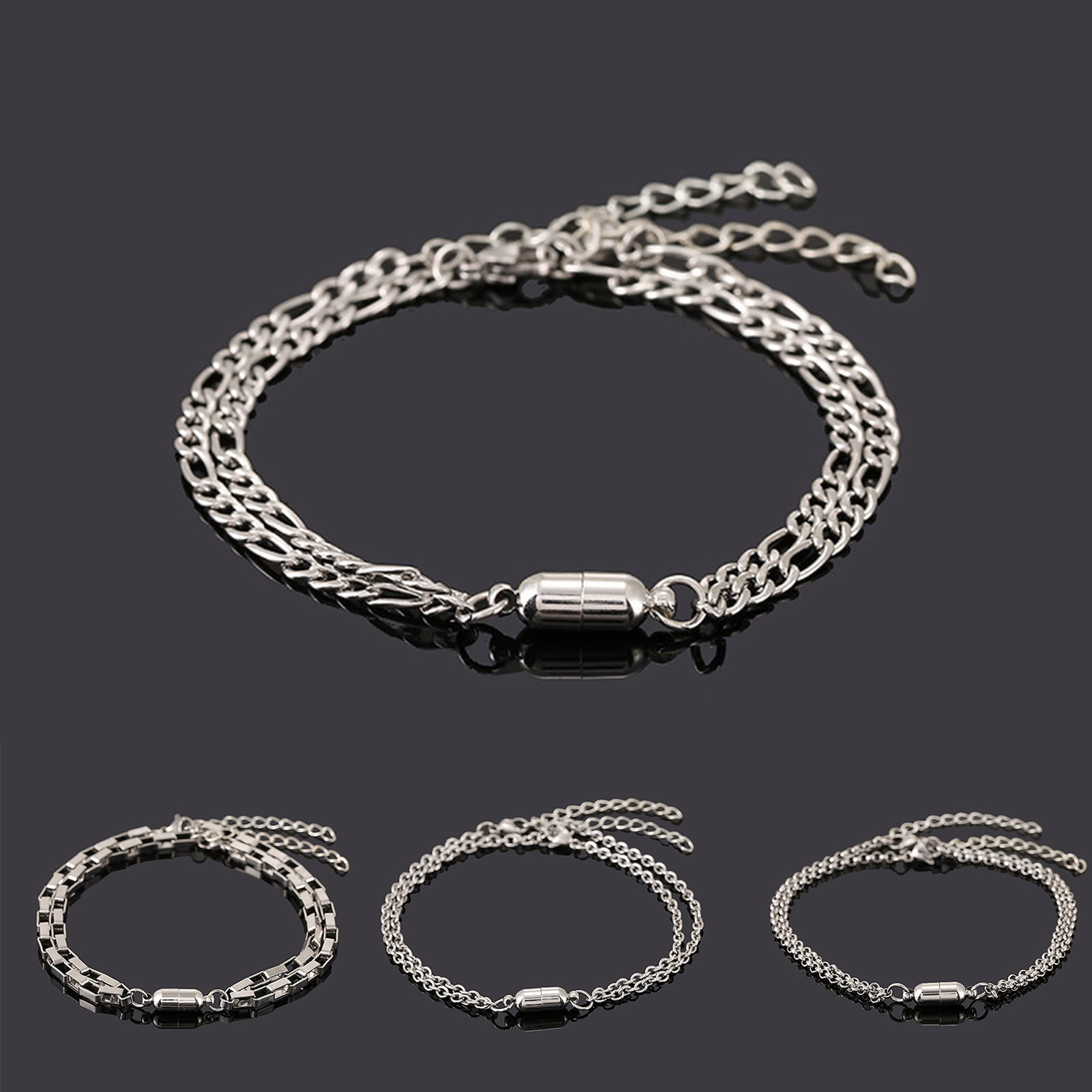 gift idea for the partner with gift box adjustable in length Bracelet with cross in grey-silver fabric bracelet with cross pendant