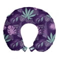 thumbnail image 1 of Tropical Travel Pillow Neck Rest, Exotic Jungle Leaves Monstera Fan Palm Banana Island Coconut Tree Pattern, Memory Foam Traveling Accessory Airplane and Car, 12", Purple and Seafoam, by Ambesonne, 1 of 2