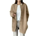 thumbnail image 1 of Pompotops Ladies Casual Fashion Loose Plus Long Long Sleeve Pocket Button Plush Jacket, 1 of 5