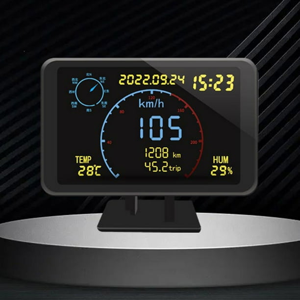 Velocímetro Brújula GPS HUD Alarma de seguridad Car Head-Up Display Accesorios para automóviles