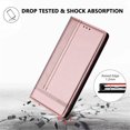 thumbnail image 7 of Leather For Apple iPhone 17e / 16e 6.1-inch Case , Stitching design Flip  Wallet Leather Case With Card Holder Magnetic Closure Shockproof Kickstand Protective Phone Cases Cover,Rose gold, 7 of 7