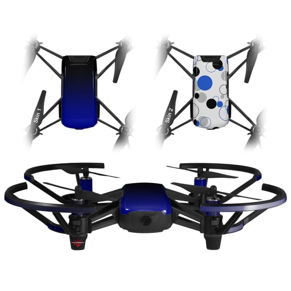 Skin Decal Wrap 2 Pack for DJI Ryze Tello Drone Smooth Fades Blue Black DRONE NOT INCLUDED