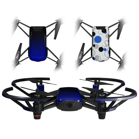 Skin Decal Wrap 2 Pack for DJI Ryze Tello Drone Smooth Fades Blue Black DRONE NOT INCLUDED