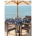thumbnail image 3 of Outdoor Tablecloth with Umbrella Hole for Patio/Picnic/Party/Camping, Navy Blue Dog Paw Waterproof Table Cloth Square Cover Washable, Modern Geometric Abstract Aesthetics (60"x 60"), 3 of 9