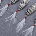 thumbnail image 3 of 5pcs cucharas señuelos de pesca dura anzuelos triples señuelos de pesca de metal cebos accesorios de pesca (señuelo de plata + pluma blanca), 3 of 4