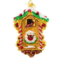 Huras Family 5.50In Grandma's Great Cuckoo Clock, Glass, Cardinal Time Peppermint Hf1021