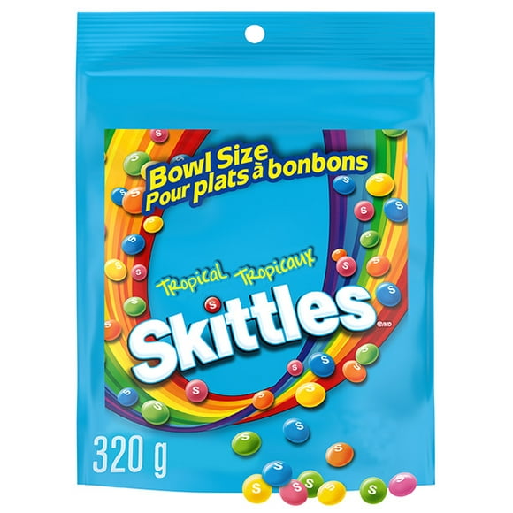 Bonbons à mâcher Skittles Tropicaux, aromatisés aux fruits tropicaux, sac, 320 g 1&nbsp;sac, 320&nbsp;g