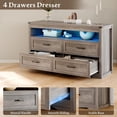 thumbnail image 6 of FANRAL 4 Drawers Dresser & Open Shelf for Bedroom,Modern Wooden Chest of Drawers with LED Light,Storage Organizer Dresser for Closet,Wood Dresser, 6 of 7