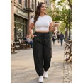 thumbnail image 3 of Cueply Women's Plus Size Cargo Pants with Pockets Casual Joggers Sweatpants Drawstring Adjustable Loose Fit Workout, 3 of 8