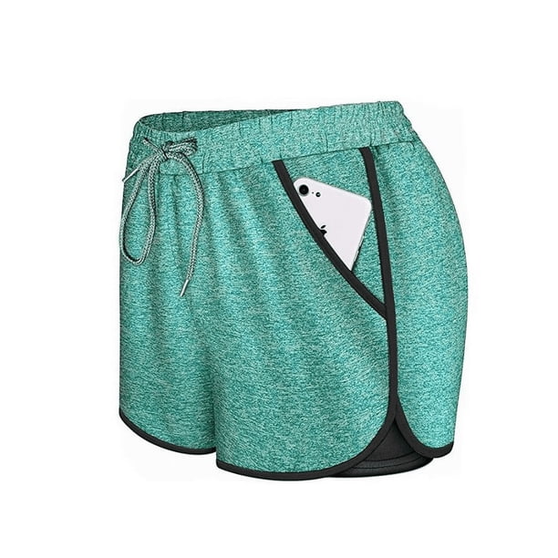 Pantalones cortos deportivos para mujer, cómodos, con cintura elástica y bolsillos para correr y fitness. Pantalones cortos casuales de algodón con cintura elástica y cordón ajustable. Pantalones