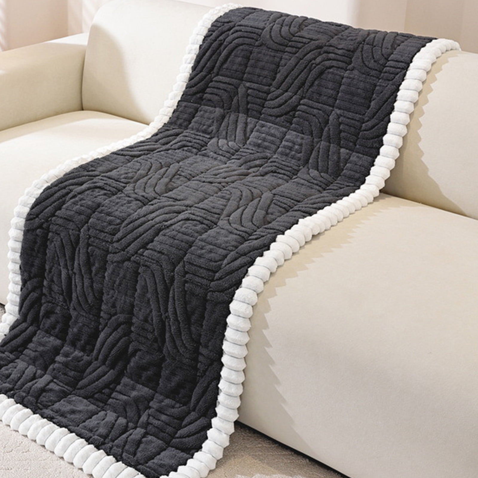 Soft Flannel Sofa Cushion One-Piece Thickened Plush Seat Pad for Couch Loveseat Recliner Warm Winter Cover Non-Slip Bottom Machine Washable Home Decor