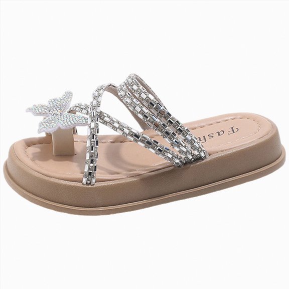 WUANDIXFA Beach Shoes Toddler Girls Sandals Stylish Boho Toddler Girls Slippers Non Slip Lightweight Slides for Indoor Outdoor Holiday Wear White,Size US 2