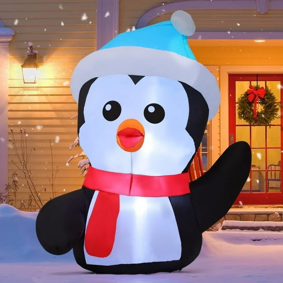 GOOSH Christmas Inflatables 4.2 FT Penguin Inflatable with LED Lights, Cute Penguin Blow up Christmas Inflatable Decoration, Outdoor Christmas Decorations Inflatable Penguin for Xmas Holiday Party
