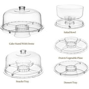 HBlife Acrylic Cake Stand with Dome Cover (12.2), Multifunctional Serving Cookie Platter Punch Bowl and Cake Plate for Dessert Table Display for Parties (6 Uses)