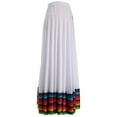 thumbnail image 4 of Aiihoo Womens Flamenco Ballroom Dance Folk Dancing Colorful Stripe Hem Skirt White 87cm XXL, 4 of 5