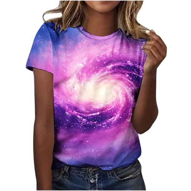 Tops de Manga Corta para las Mujeres Camiseta Impresa Unisex de Ajuste Suelto, Blusa Casual de Cuello Redondo para el Uso Diario de Primavera