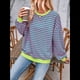 thumbnail image 4 of Sudadera Holgada Informal de Larga con Cuello Redondo y Bloques de Colores A Rayas de Gran Tamaño para Mujer, Estilo Y2K Rosa Verde L, 4 of 10